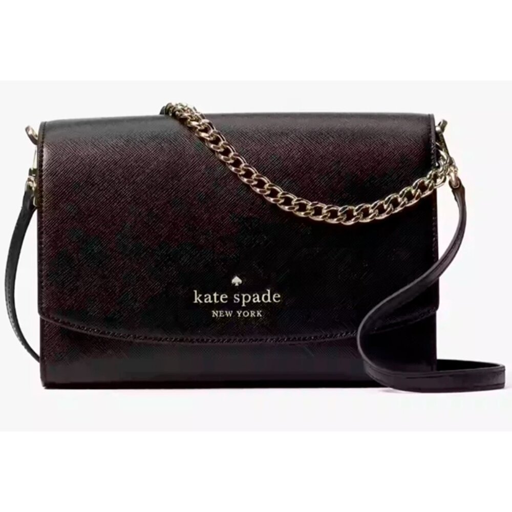 S Kate Spade Carson Convertible Crossbody Bag Black Leather WKR00119 NWT $299